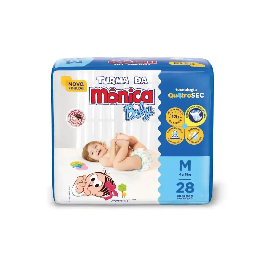 TURMA DA MONICA FRALDA JUMBO TAMANHO M COM 28 UNIDADES