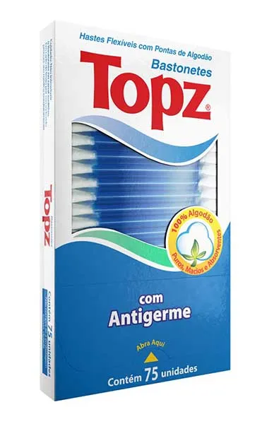 TOPZ HASTES FLEXIVEIS COM PONTAS DE ALGODAO 75 UNIDADES