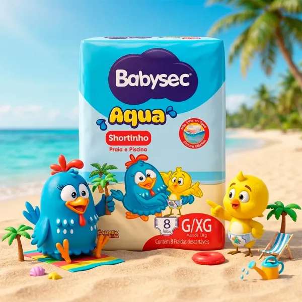 BABYSEC AQUA FRALDA PRAIA E PISCINA SHORTINHO TAMANHO G/XG COM 8 UNIDADES