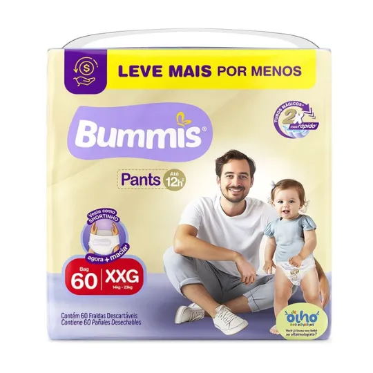 BUMMIS FRALDA PANTS BAG TAMANHO XXG  COM 60 UNIDADES
