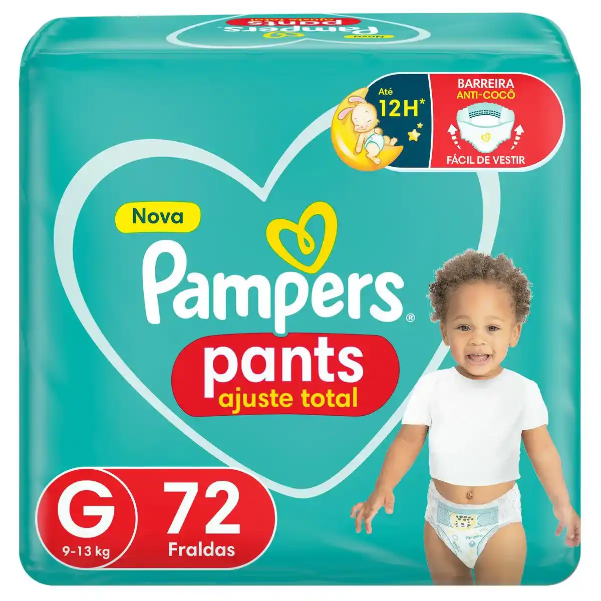 PAMPERS PANTS BAG AJUSTE TOTAL TAMANHO G COM 72 UNIDADES 