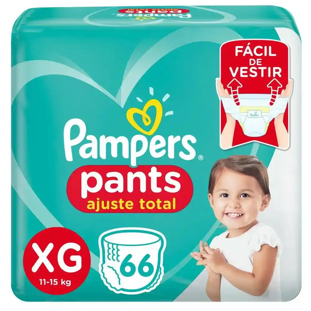 PAMPERS PANTS BAG AJUSTE TOTAL TAMANHO XG COM 66 UNIDADES
