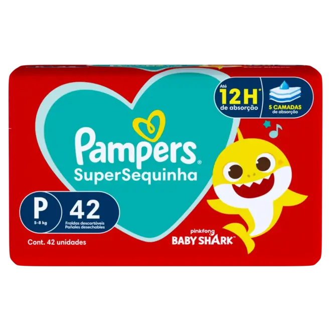PAMPERS FRALDA SUPERSEQUINHA TAMANHO P COM 42 UNIDADES