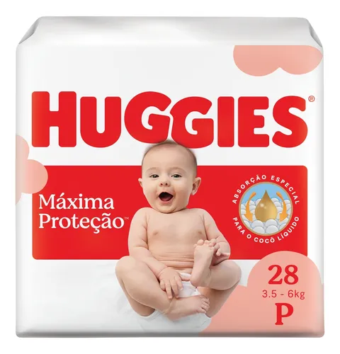 HUGGIES FRALDA MAXIMA PROTECAO JUMBO TAMANHO P COM 28 UNIDADES