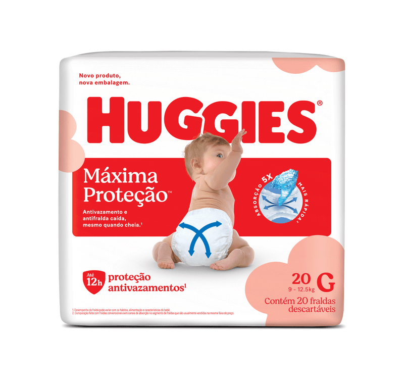 HUGGIES FRALDA MAXIMA PROTECAO JUMBO TAMANHO G COM 20 UNIDADES
