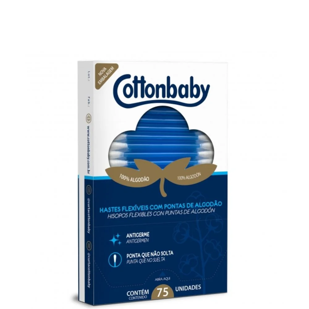 COTTONBABY HASTES FLEXIVEIS  C/75 UNIDADES