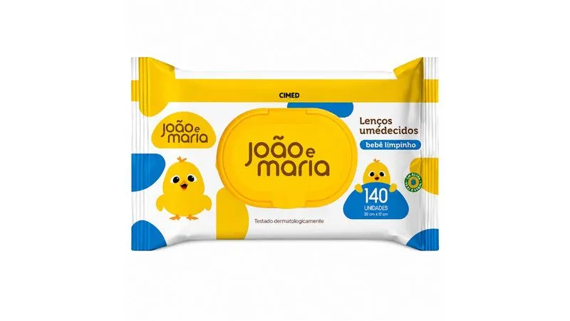 CIMED JOAO E MARIA BEBE LIMPINHO LENCO UMEDECIDO COM 140 UNIDADES